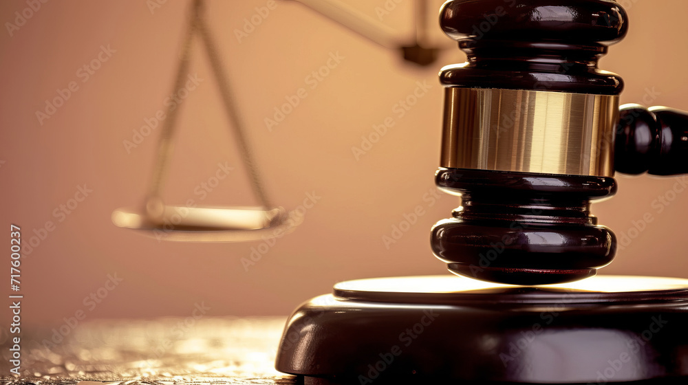 The scales of justice, close-up on a wooden surface. The scales of justice, close-up on a wooden surface.