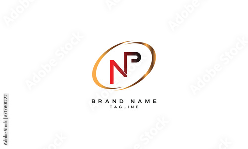 NP, PN, Abstract initial monogram letter alphabet logo design