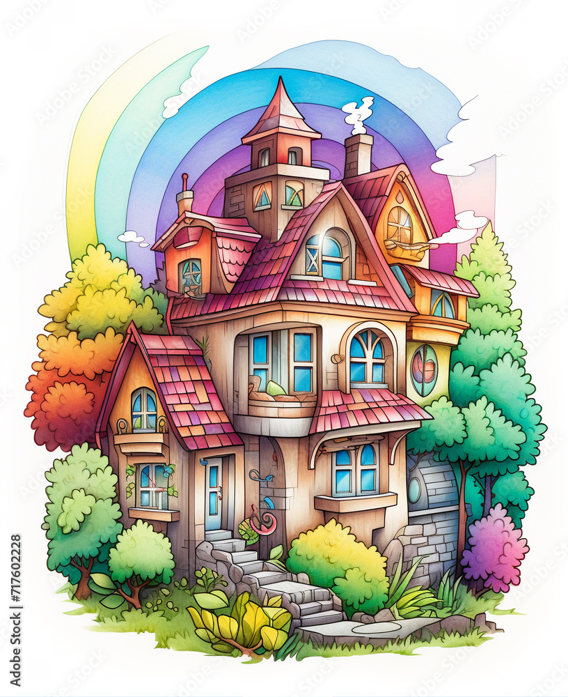 Fantasy Fairy's House. Full color illustration Fantasy Fairy's House. Full color illustration