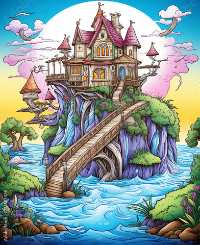 Fantasy Fairy's House. Full color illustration