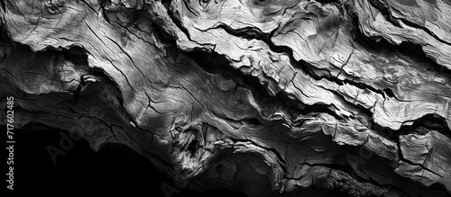 Black and white depiction of the bark of a Californian tree