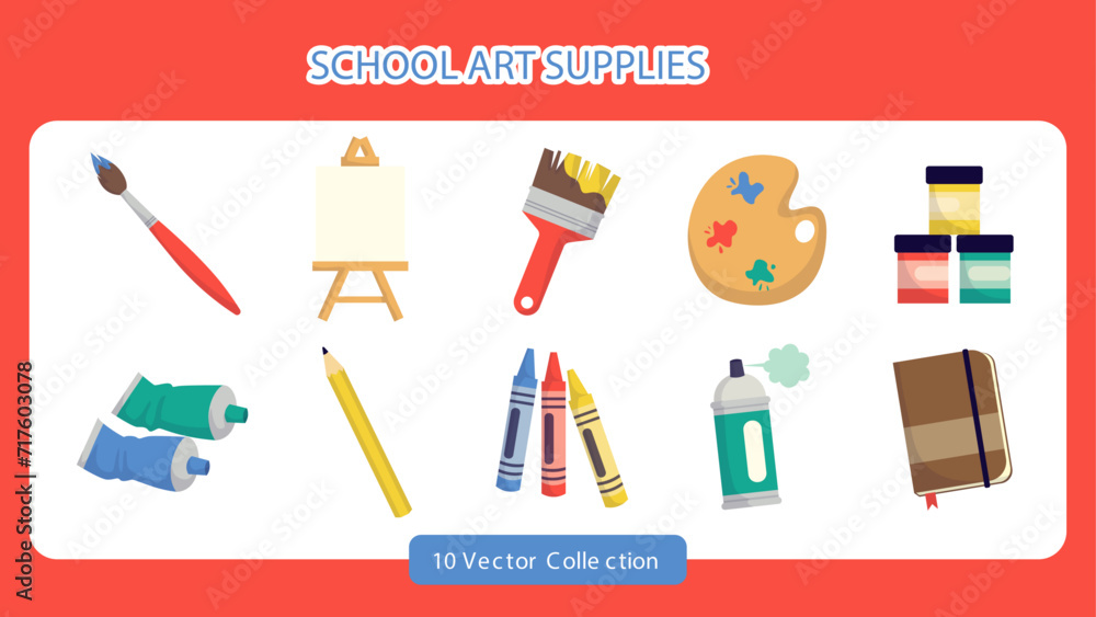 Naklejka premium School Art Supplies Vector Set