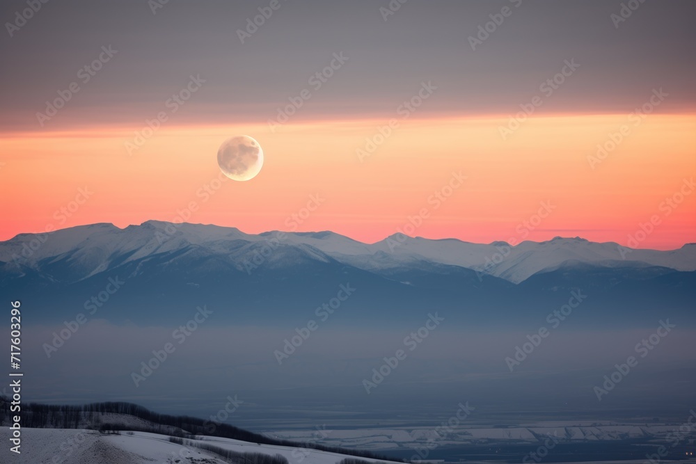 lunar eclipse over mountain range silhouette