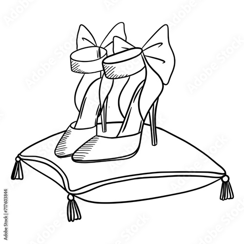 High heels on the pillow line art