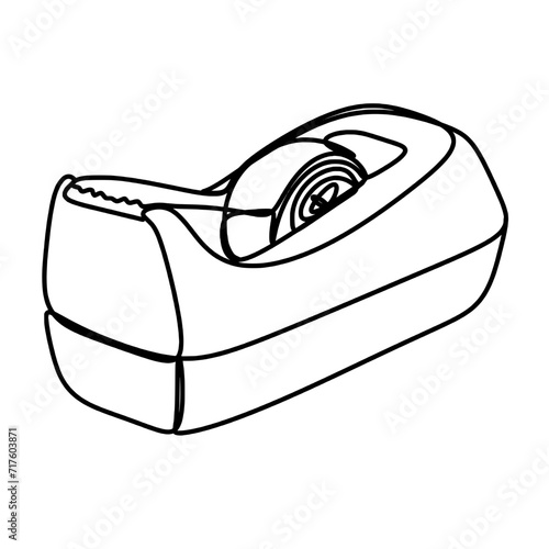 Scotch Tape Dispenser  One Line Art Drawing 