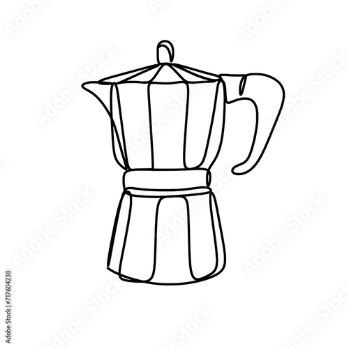 Moka pot one line drawing 