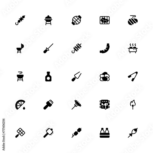 BBQ Glyph 2D Icon Collection with Editable Stroke and Pixel