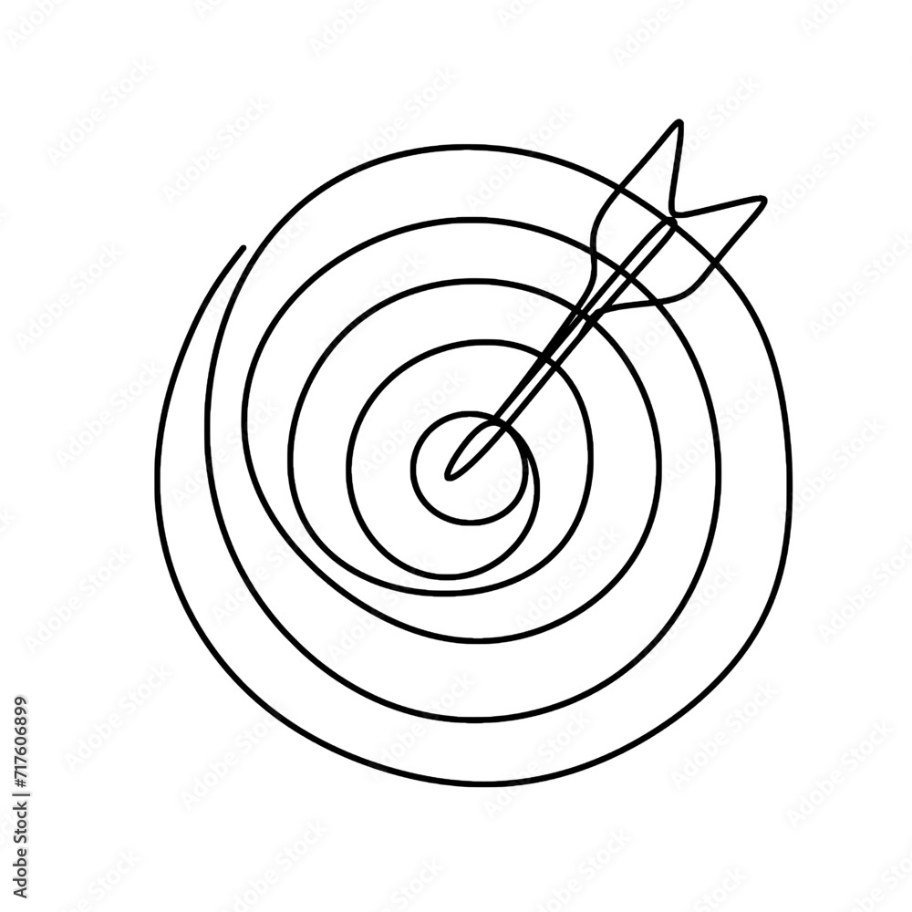 Target with arrow one line drawing Target with arrow one line drawing