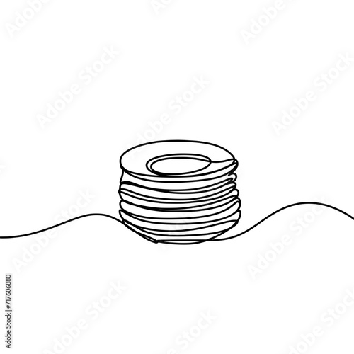 Stack of plates one line drawing 
