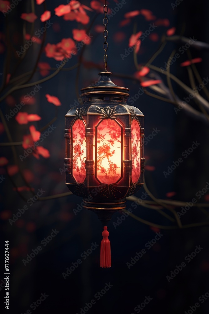 Chinese lantern 3d render generative AI Chinese lantern 3d render generative AI
