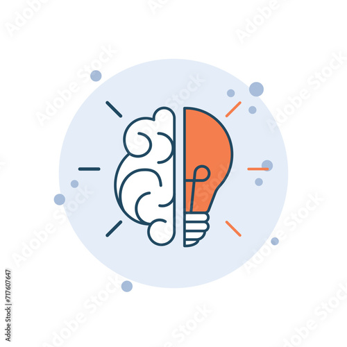 Cartoon lightbulb icon vector illustration. Bulb with brain on bubbles background. Intellect sign concept.
