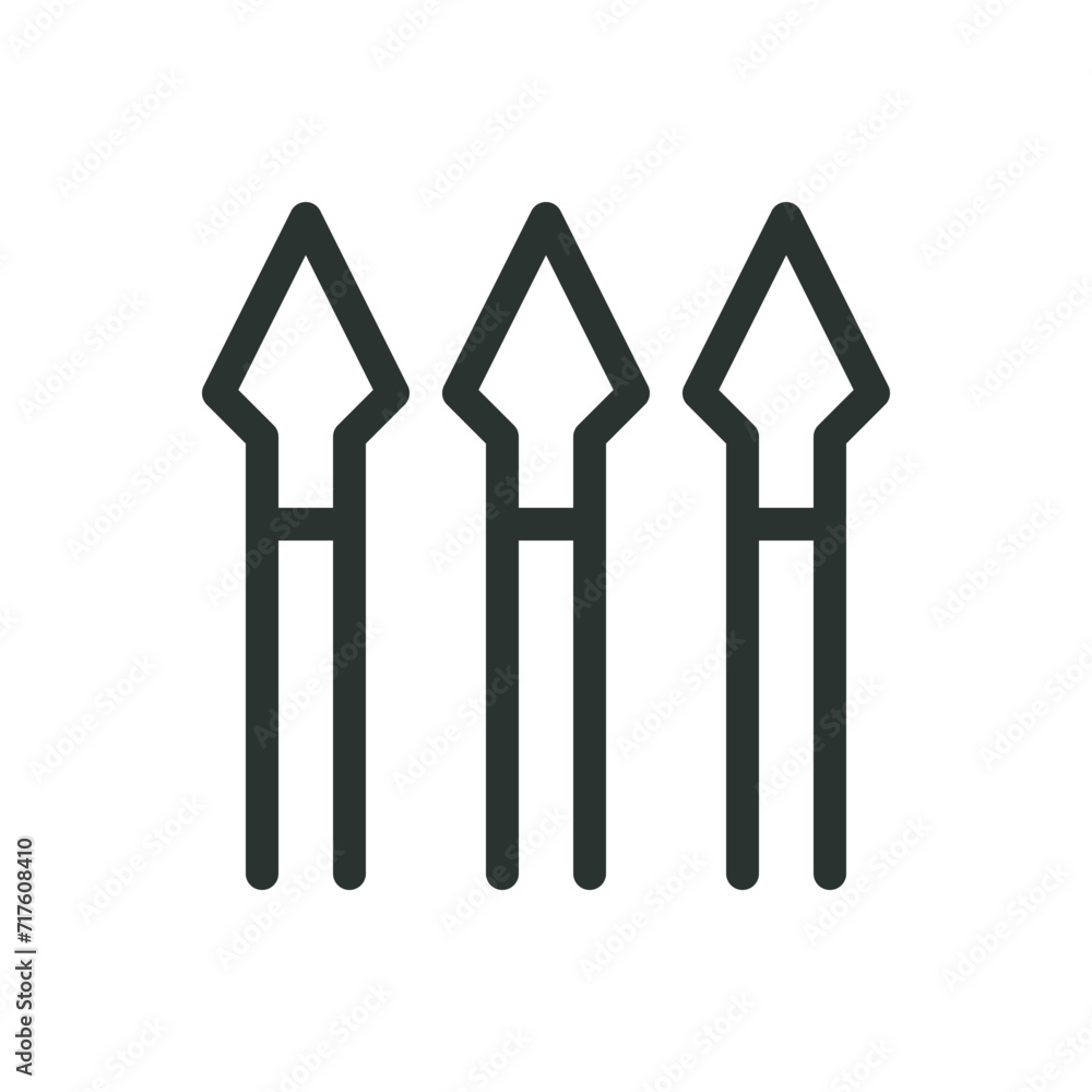 Medieval spears weapons isolated icon, spearmen squad vector symbol with editable stroke Medieval spears weapons isolated icon, spearmen squad vector symbol with editable stroke
