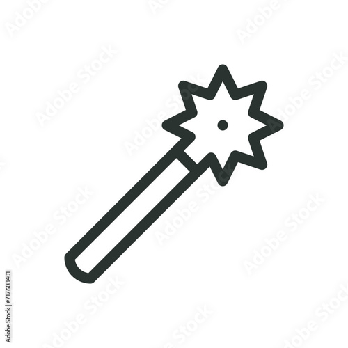 Medieval morning star weapon isolated icon, morgenstern vector symbol with editable stroke