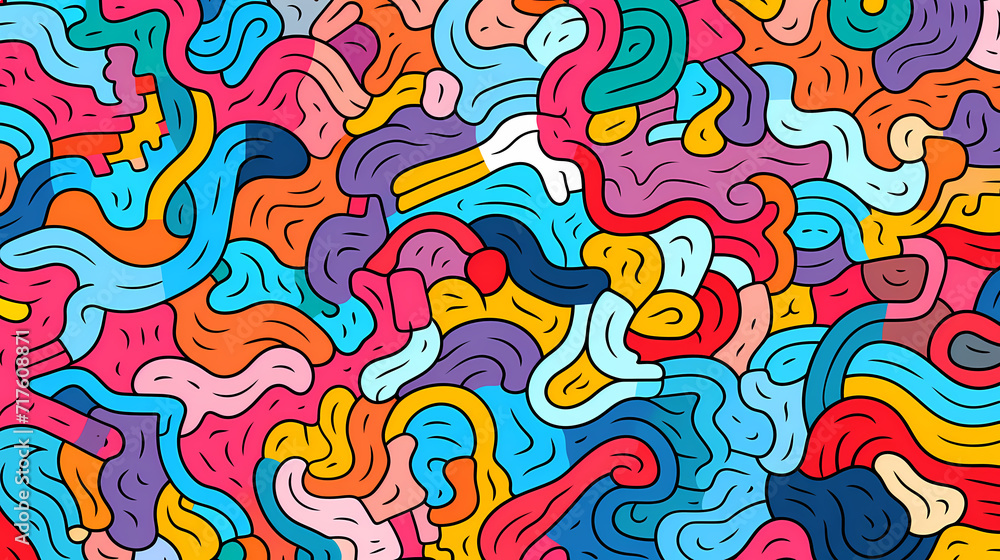 Funny doodle seamless pattern, artistic background Funny doodle seamless pattern, artistic background