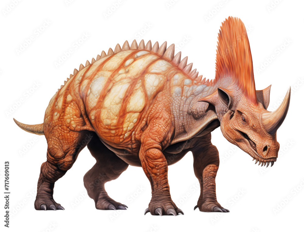 Fototapeta premium ancient animal horned dinosaur illustration on transparent background, generative ai