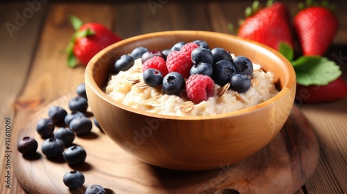 Healthy Breakfast Choice: Delicious Bowl of Oatmeal Porridge for a Wholesome and Nutritious Meal