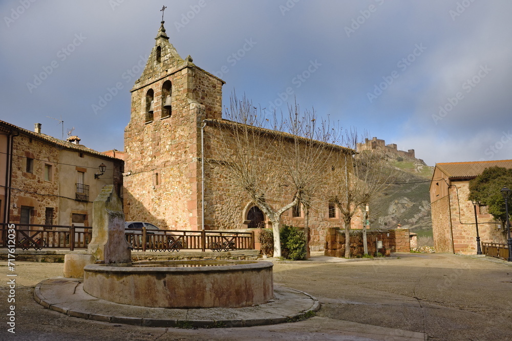 Riba de Santiuste town with the castle in the background