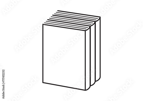 立てて並べてある本の白黒イラスト　Black and white illustration of books lined up vertically