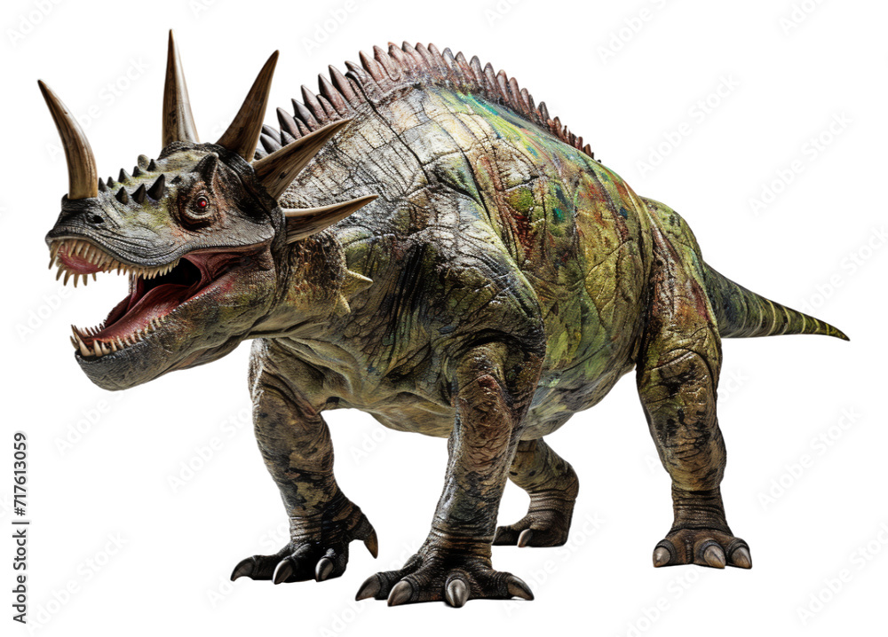 ancient animal horned dinosaur illustration on transparent background, generative ai