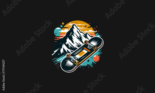 skateboard on mountain vector illustration flat design