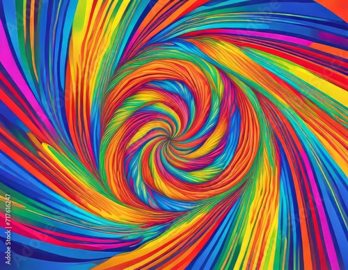 Psychedelic geometric rainbow swirl celestial rainbow spiral meditation focus trippy background artistic style
