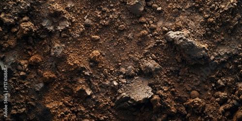A detailed view of a dirt surface covered with rocks. Suitable for various nature-themed projects
