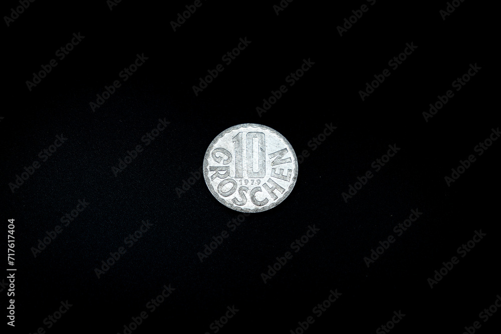 Old Austrian coin 10 groschen, produced in 1976, tail side Old Austrian coin 10 groschen, produced in 1976, tail side