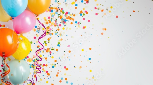 Festive Frame for Celebratory Moments  Carnival and Birthday Party Ambiance Captured with Balloons  Streamers  and Confetti  Creating a Lively and Joyful Party Atmosphere