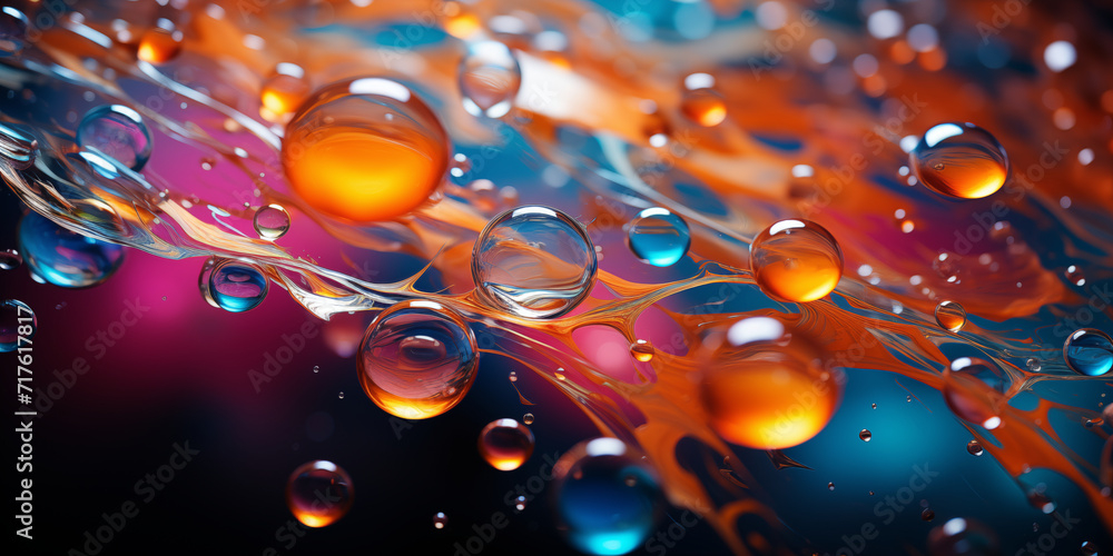 abstract  background with flying bubbles on a colorful background