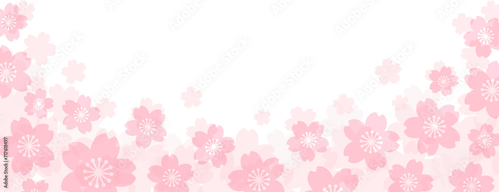 ピンクのパステル調の桜模様の背景素材のベクターイラスト画像
