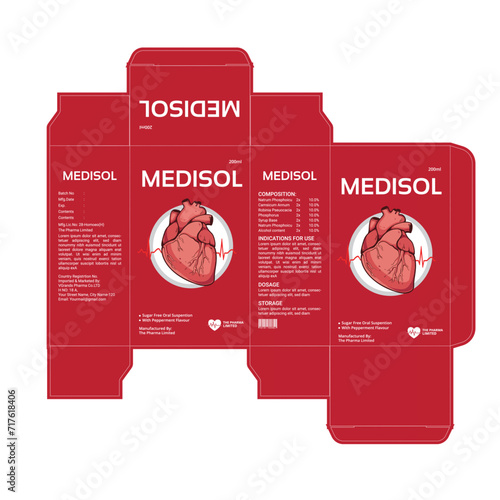 MEDISOL 4 label template supplement medicine label bottle packaging design. creative, modern and professional design with natural vector medicine label.