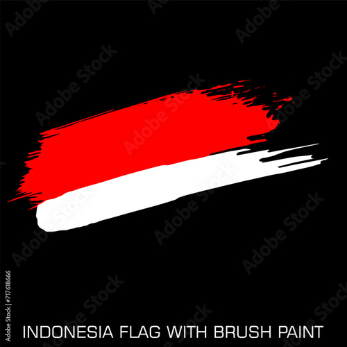 Indonesia Flag with brush paint, vector