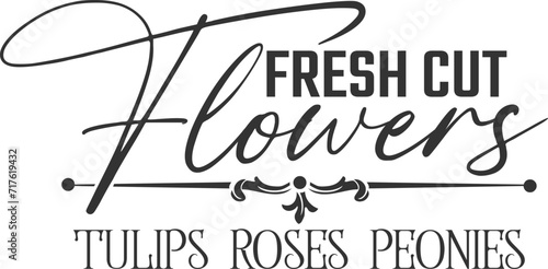 Fresh Cut Flowers Tulips Roses Peonies - Flower Market Illustration