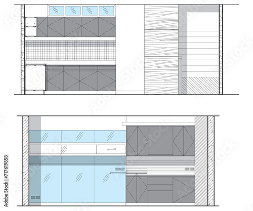 Drawings for interior and architectural design Business sector for construction decorating