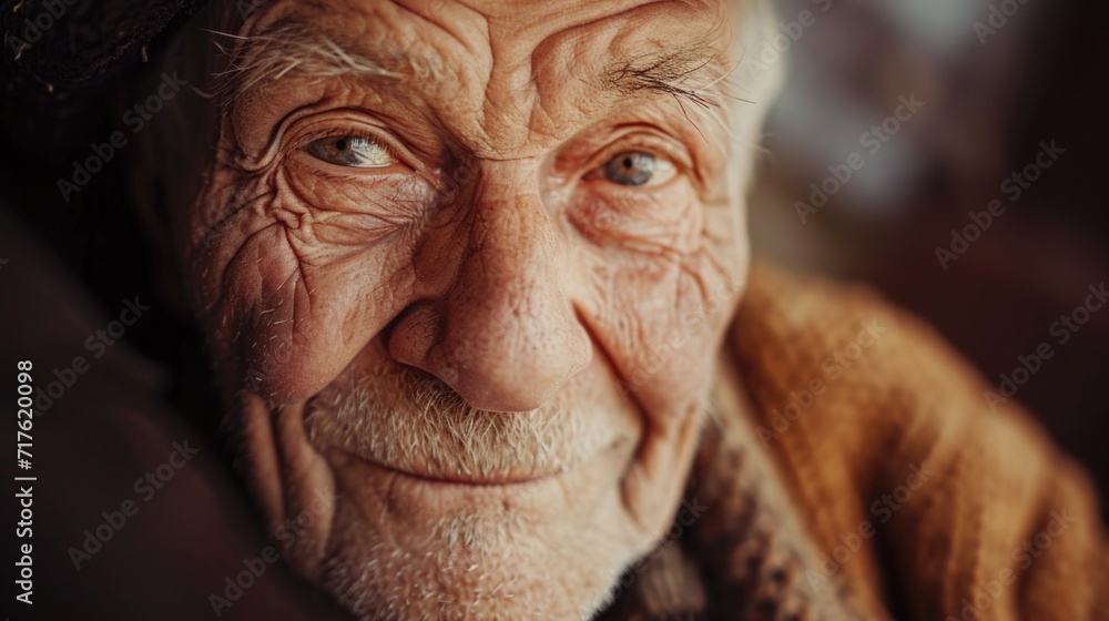A close up view of a person wearing a hat. Suitable for various uses A close up view of a person wearing a hat. Suitable for various uses