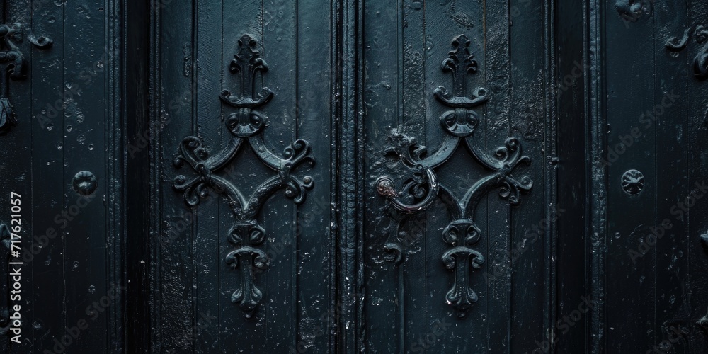 A detailed close-up view of a metal door with intricate ornate designs. This image can be used to add a touch of elegance and sophistication to any project A detailed close-up view of a metal door with intricate ornate designs. This image can be used to add a touch of elegance and sophistication to any project