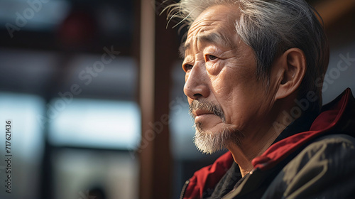 シニアの悩み、深刻な表情の日本人男性 photo