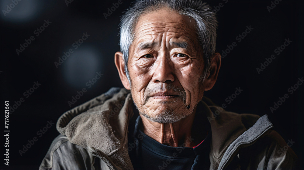 シニアの悩み、深刻な表情の日本人男性 シニアの悩み、深刻な表情の日本人男性