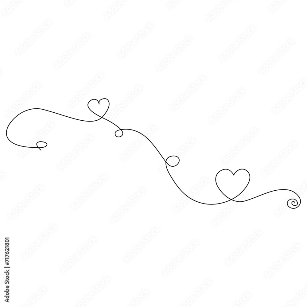 
Continuous one line drawing of heart and love sign line art drawing vector illustration