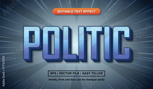 editable politic text effect, blush blue, 3d style