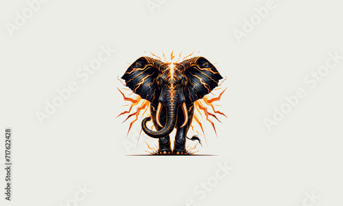 elephant angry with lightning vector design