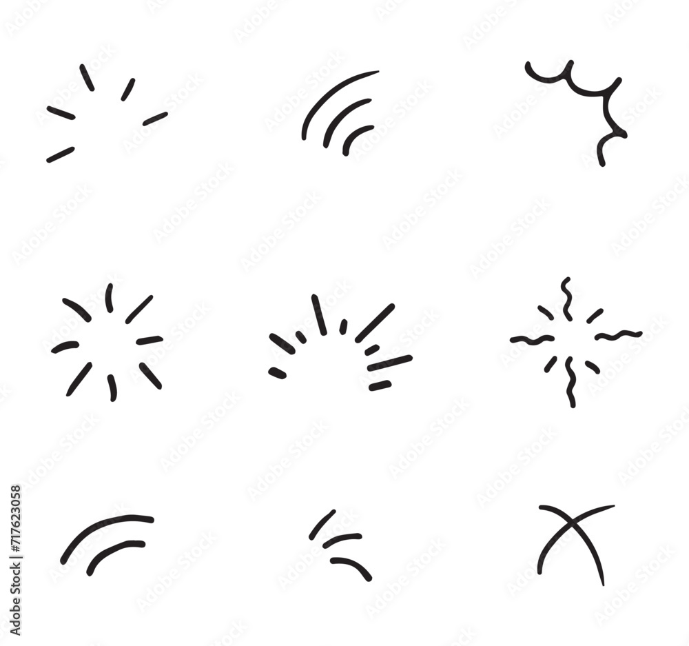 Vector set of cartoon emotions. Decorative elements of feelings of emoticons, characters, patterns. Brush strokes, pattern on a white isolated background. EPS10
 - obrazy, fototapety, plakaty 