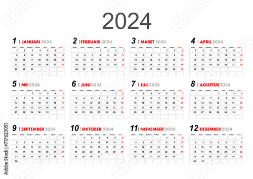 Design Calendar 2024 Vector template