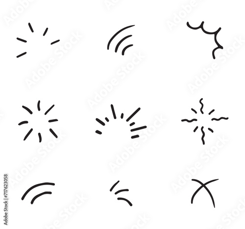 Vector set of cartoon emotions. Decorative elements of feelings of emoticons, characters, patterns. Brush strokes, pattern on a white isolated background. EPS10
 photo