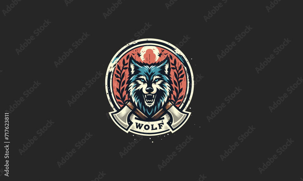 head wolf angry with shield vector flat design
