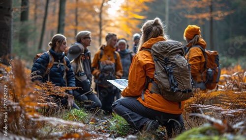 Fall Foliage Hiking Adventure: A Group of Women Exploring Nature Generative AI