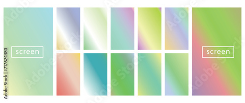 Mobile screen lock display collection of colorful backgrounds in trendy neon colors. Modern screen vector design for mobile app. Soft color abstract pastel holographic gradients. Swatches for design © Alla