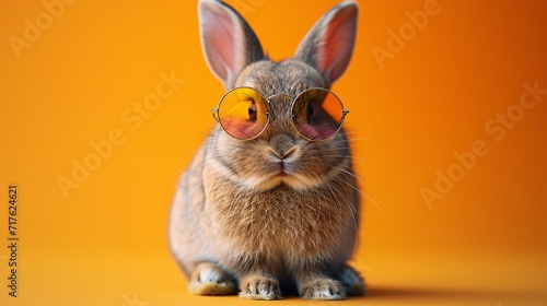 Bunny in Sunglasses: A Cool and Trendy Easter Photo Generative AI photo