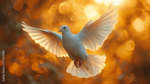 Flocking to the Sun  A White Dove s Soaring Skies Generative AI