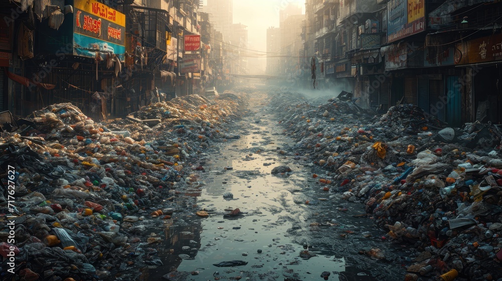A visual representation of trash piles in urban environments. A visual representation of trash piles in urban environments.
